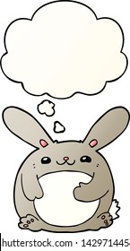 cartoon rabbit with thought bubble in smooth gradient style