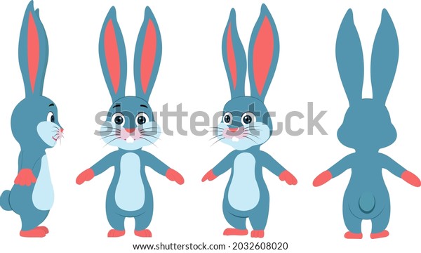 Cartoon Rabbit Turnaround Animations Stock Vector (Royalty Free) 2032608020