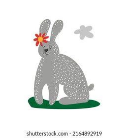 Cartoon rabbit vector illustration. Cartoon forest animal.