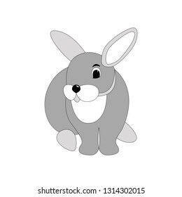 cartoon rabbit, vector illustration ,  front view