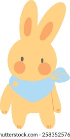 a cartoon rabbit wearing a blue scarf