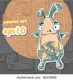cartoon rabbit with wings. Vector Illustration
