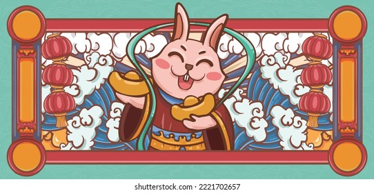 Cartoon Rabbit Year Chinese New Year Illustration Materials

