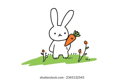 Cartoon Rabbit's Carrot Quest: Creative Playground of Children's Art