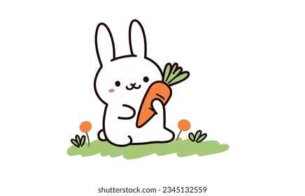 Cartoon Rabbit's Carrot Quest: Creative Playground of Children's Art