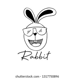 Cartoon  of a rabbits wear glasses