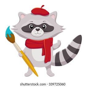 Cartoon raccoon character, vector illustration