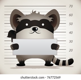 Cartoon Raccoon Mug Shot