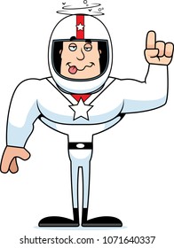 A cartoon race car driver looking drunk.
