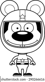 A cartoon race car driver mouse smiling.