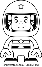 A cartoon race car driver sasquatch smiling.