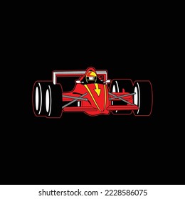 cartoon race car logo template vector