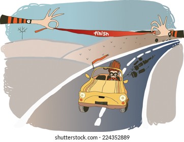 Cartoon Racer on Yellow car