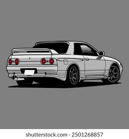 Cartoon Racing Car Vector Illustration. Separated layers, easy to edit in your vector supported software.