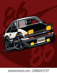 Cartoon racing street car automotive icon