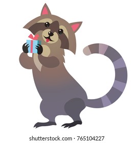 cartoon racoon taking a gift