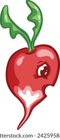 Cartoon Radish Vegetable Character With Smiley Kawaii Face Illustration 