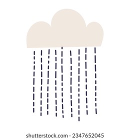 Ilustración dibujada a mano por la nube de caricatura. Diseño plano de estilo escandinavo, vector aislado. Otoño infantil, caída impresa, elemento meteorológico estacional, temporada de lluvias, clima, pronóstico