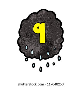 cartoon rain cloud with number nine