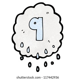 caricatura de la nube con el número nueve