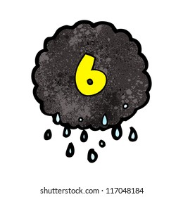 cartoon rain cloud with number six
