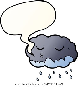 cartoon rain cloud with speech bubble in smooth gradient style