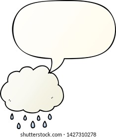 cartoon rain cloud with speech bubble in smooth gradient style