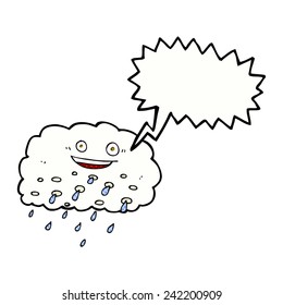 cartoon rain cloud with speech bubble