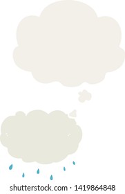 nube de caricatura con burbuja de pensamiento en estilo retro