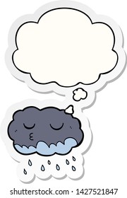 nube de caricatura con burbuja de pensamiento como pegatina impresa