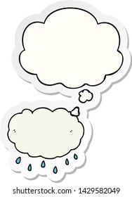 nuvem de chuva de desenho animado com bolha de pensamento como um adesivo impresso