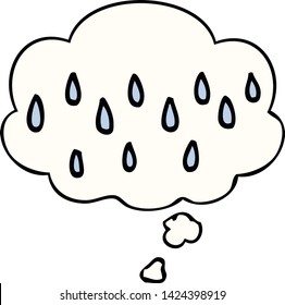 desenho animado chuva com bolha de pensamento