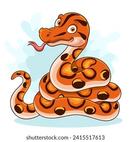 Caricatura Boa arcoiris serpiente sobre fondo blanco