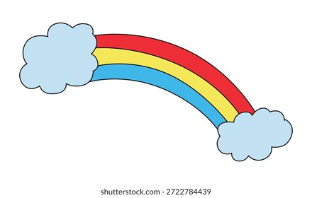 Cartoon rainbow and cloud on a white background
