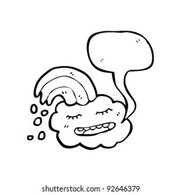 cartoon rainbow cloud with speech bubble