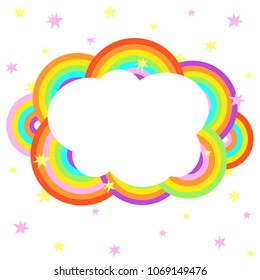 cartoon rainbow cloud with stars vector design template