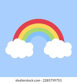 cartoon rainbow clouds for banner design. Sketch drawing. Vector illustration.