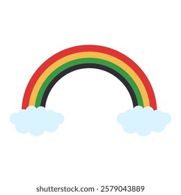 Cartoon Rainbow With Clouds Illustration