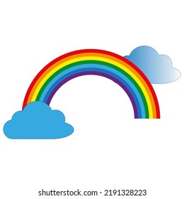 Cartoon rainbow clouds. Vector illustration. stock image. 