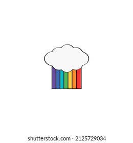 Cartoon rainbow, colorful rainbow decorated with hearts and clouds, colorful collection of graphic illustrations.