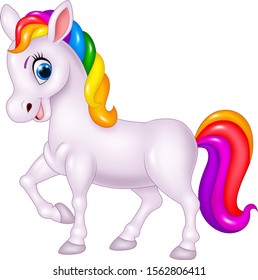 Cartoon rainbow horse isolated on white background