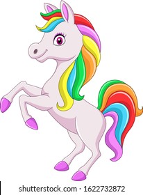 Cartoon rainbow horse isolated on white background
