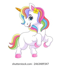 Cartoon rainbow horse isolated on white background