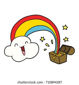 cartoon rainbow and pot of gold