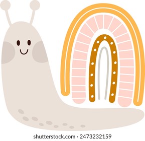 Cartoon Rainbow Snail Vector Illustration