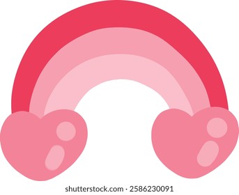 a cartoon rainbow with two hearts on it