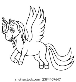 Cartoon rainbow unicorn line art