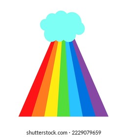 Cartoon rainbow vector. Rainbow, cloud with colors tail. Hand drawn color arc vector illustration. Cartoon arc