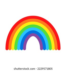 Vector de arco iris de dibujos animados. Arco de arcos de lluvia y nube con cola de colores. Ilustración vectorial de arco de color dibujado a mano. Doodle de arco de caricatura