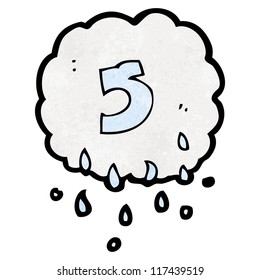 lluvia de dibujos animados con el número cinco